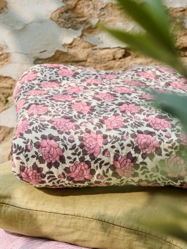 Ib Laursen Quiltet Pledd Rosa Blomster 130x180