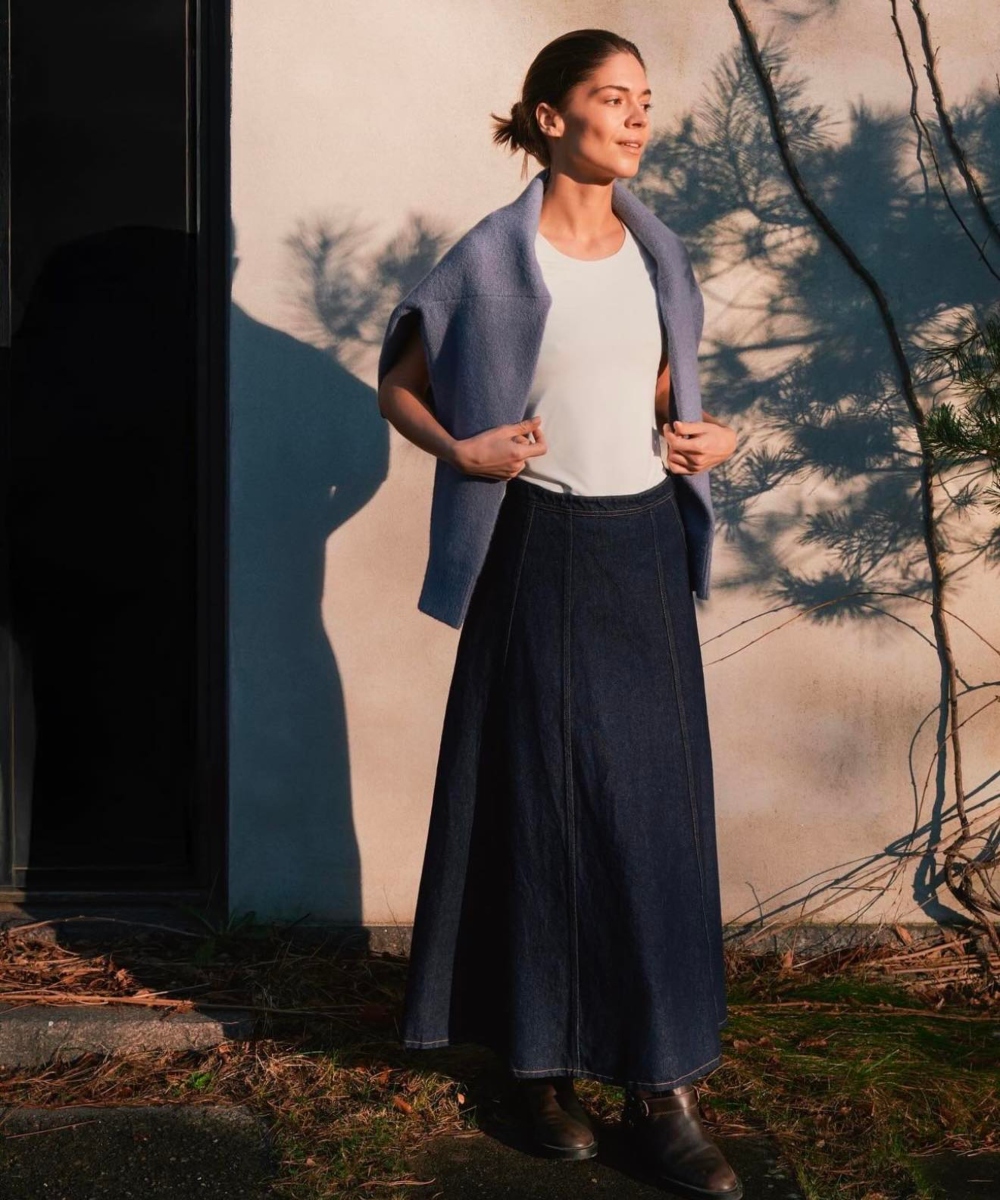Neo Noir Raya Denim Skjørt Dark Blue