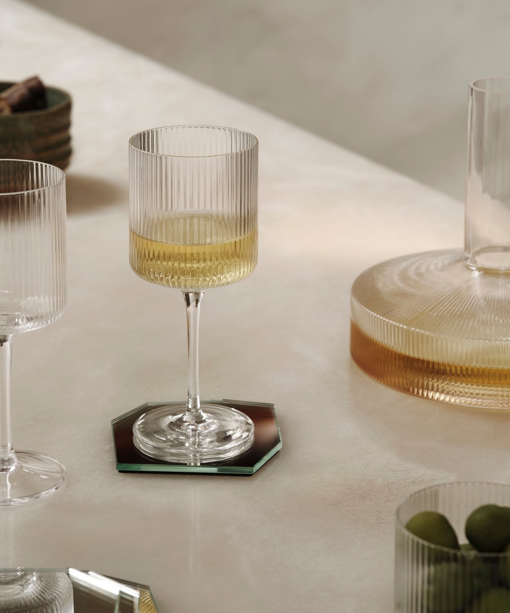 Ferm Living Ripple White Wine Glass 2pcs