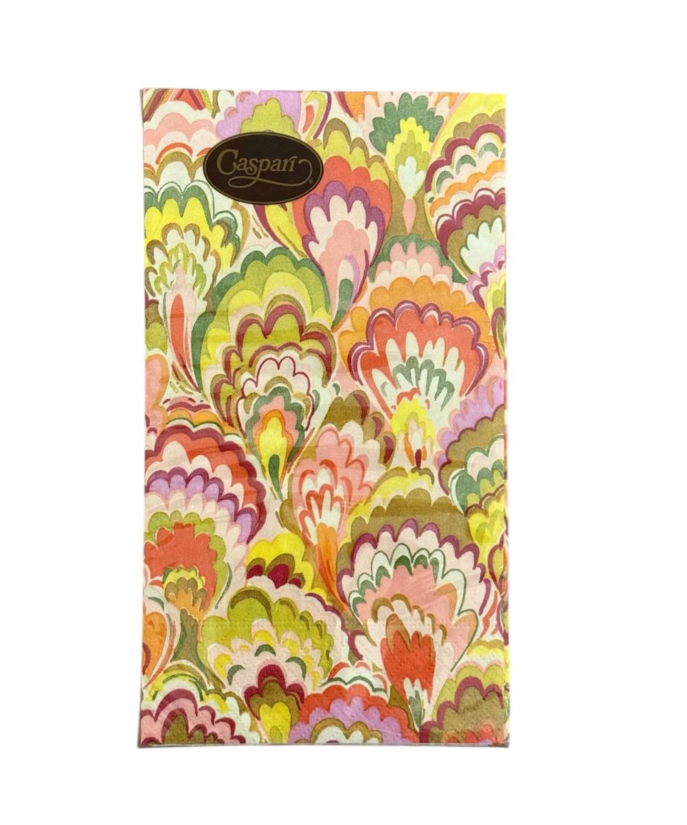Caspari Servietter Guest Marbled Ceramica Rasberry Chartreuse