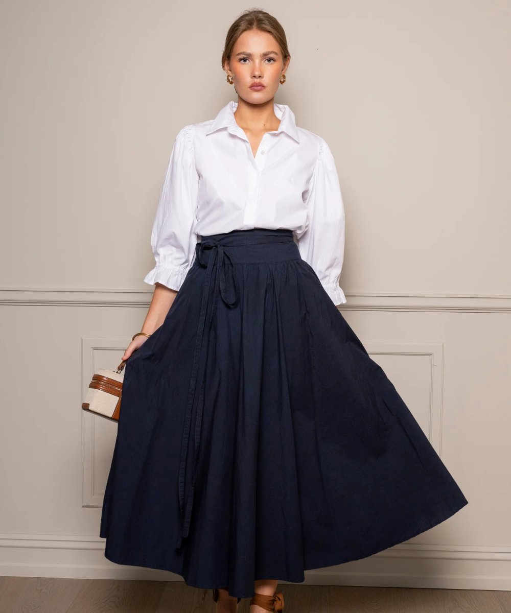 MISSMAYA Astrid Skjørt Marine Poplin