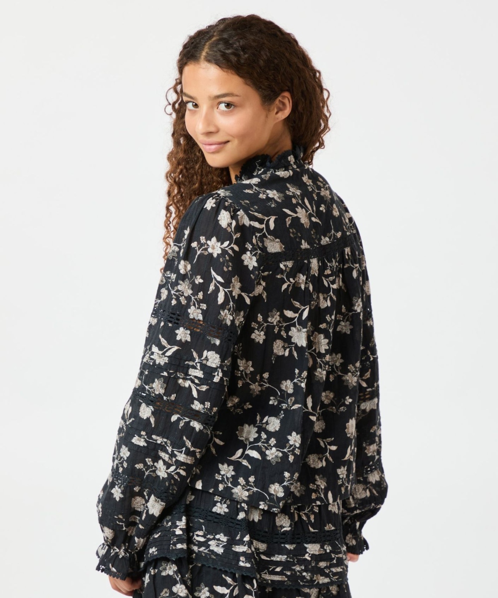 Neo Noir Lyla Night Flower Bluse Sort - Bilde 2