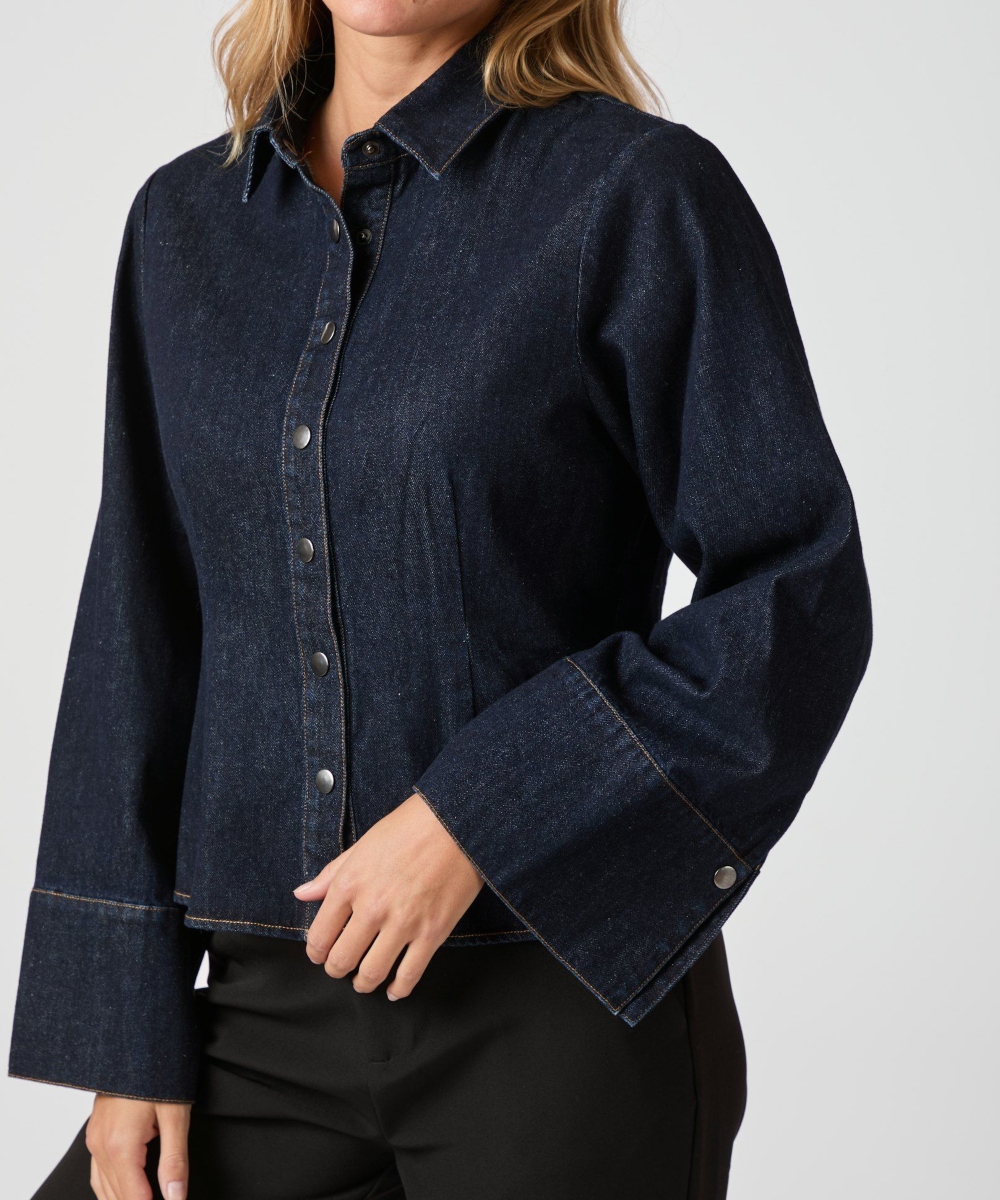 Neo Noir Rosa Denim Skjorte Mørk Blå - Bilde 3