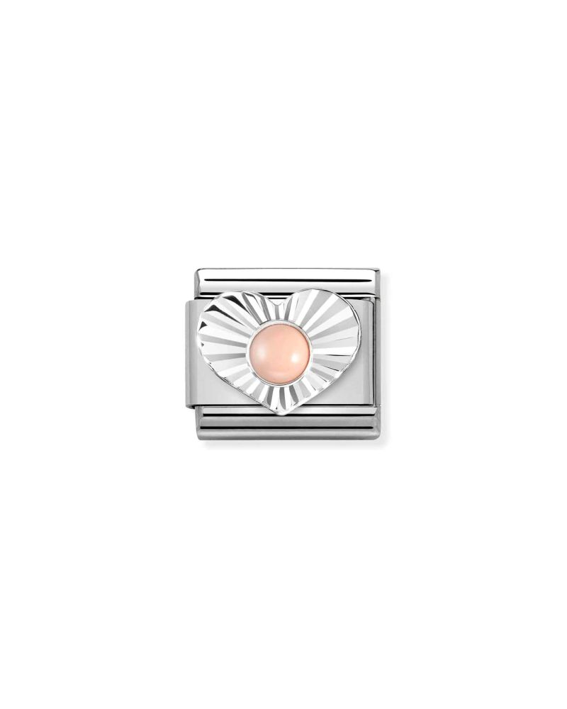 NOMINATION Hjerte Links Hjerte Perle Rosa Korall Sølv