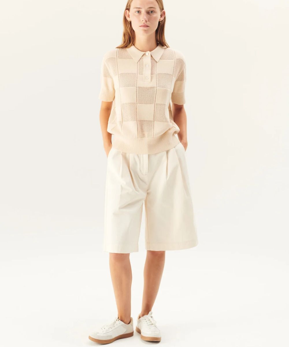 Rue de Tokyo Prema Cotton Twill Shorts Ivory