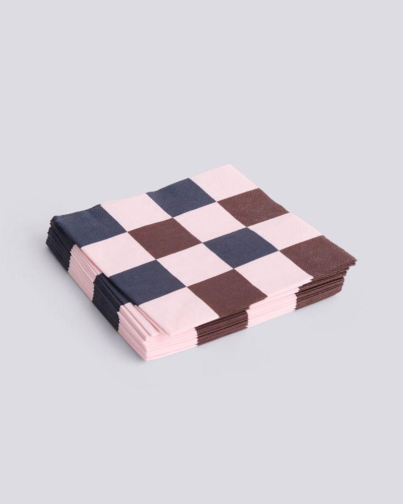 HAY Pattern Servietter Lunsj Light Pink Bordeaux and Check