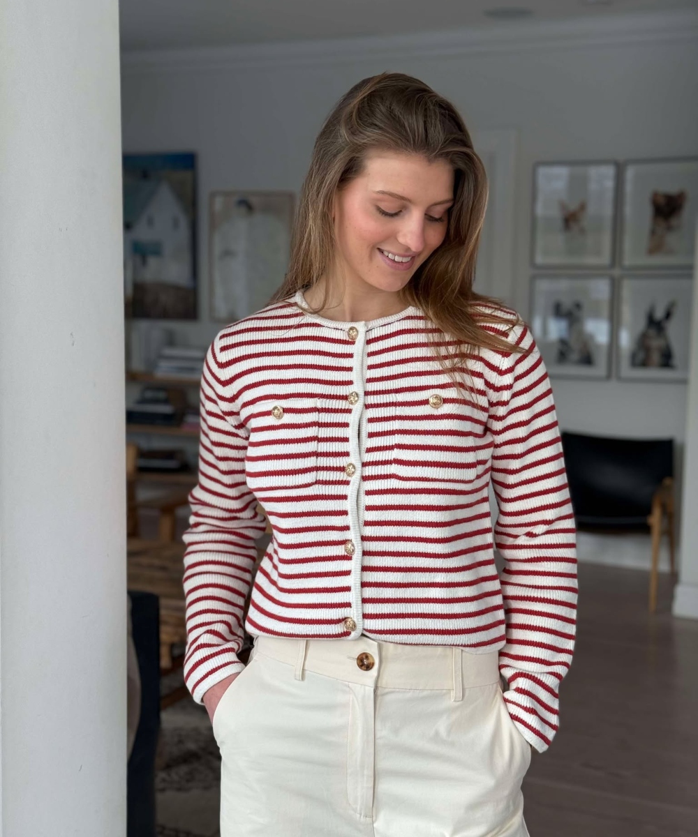 Suncoo Paris Gabriel Striped Cardigan Offwhite