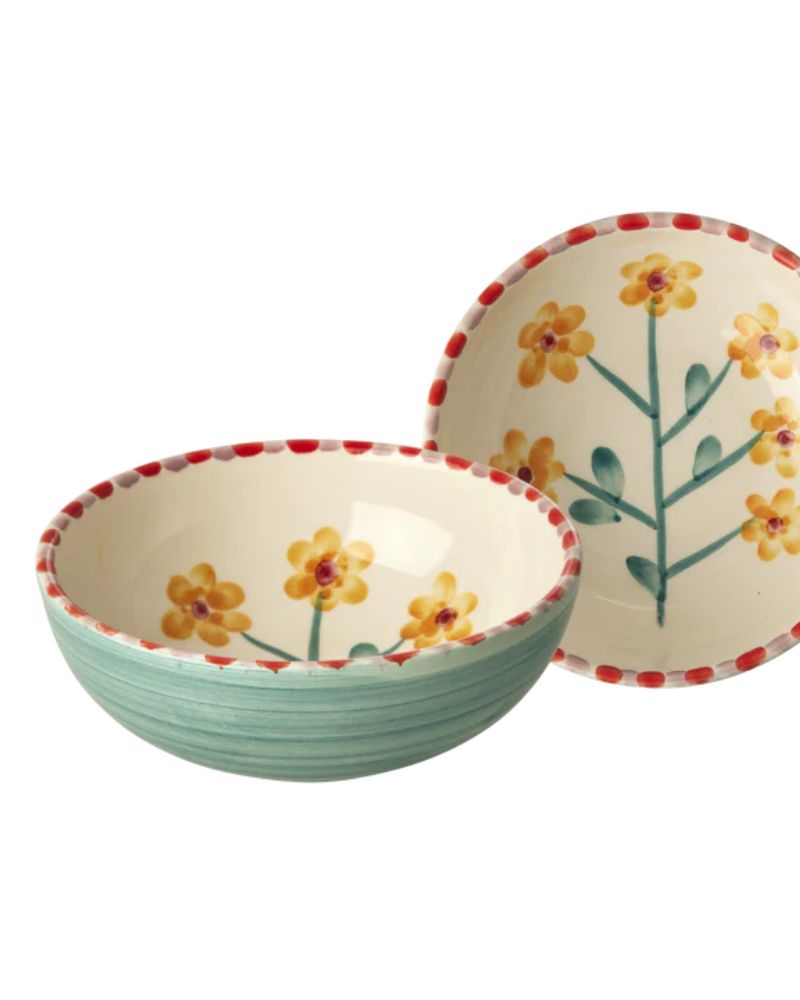 Rice Ceramic Skål Jade Yellow Flower