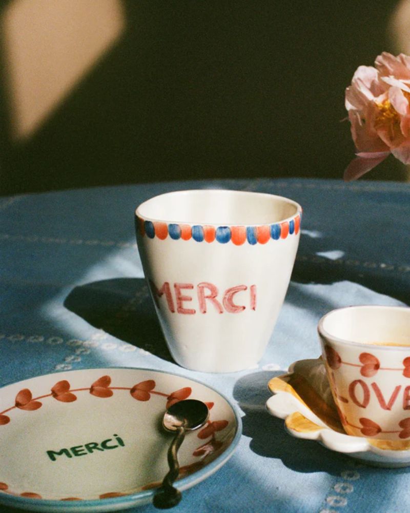 Rice Oval Ceramic Cup Cream MERCI