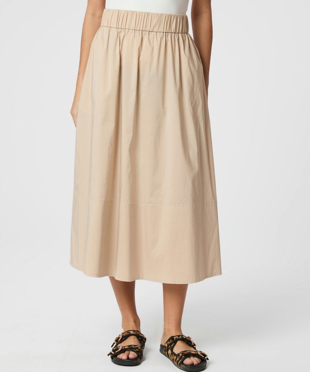 Neo Noir Yara Poplin Skjørt Dark Sand