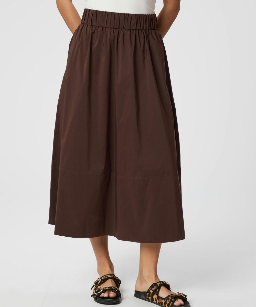 Neo Noir Yara Poplin Skjørt Dark Browm