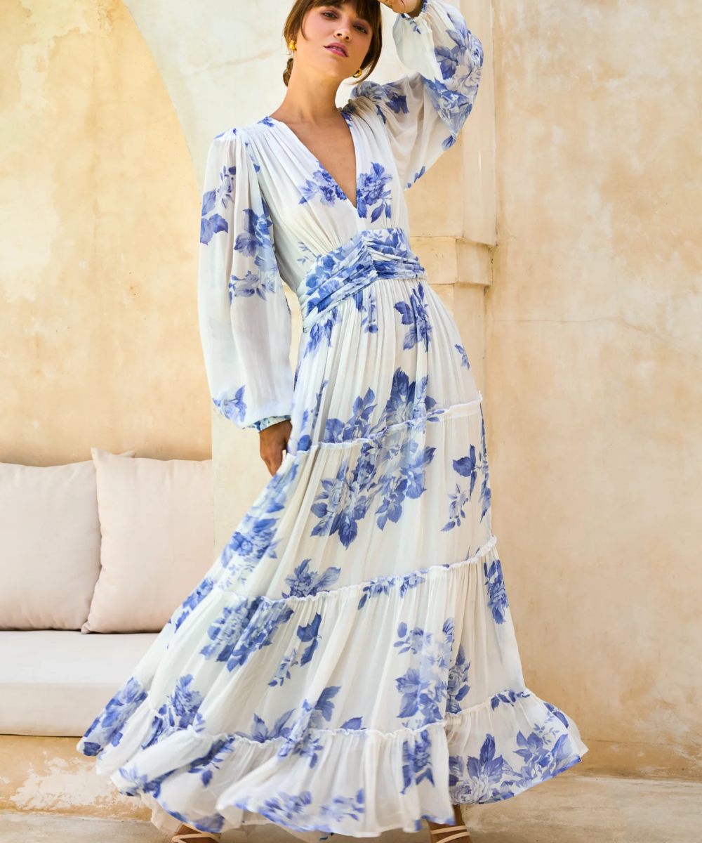 MISSMAYA Noor Maxi Kjole Floral Blue