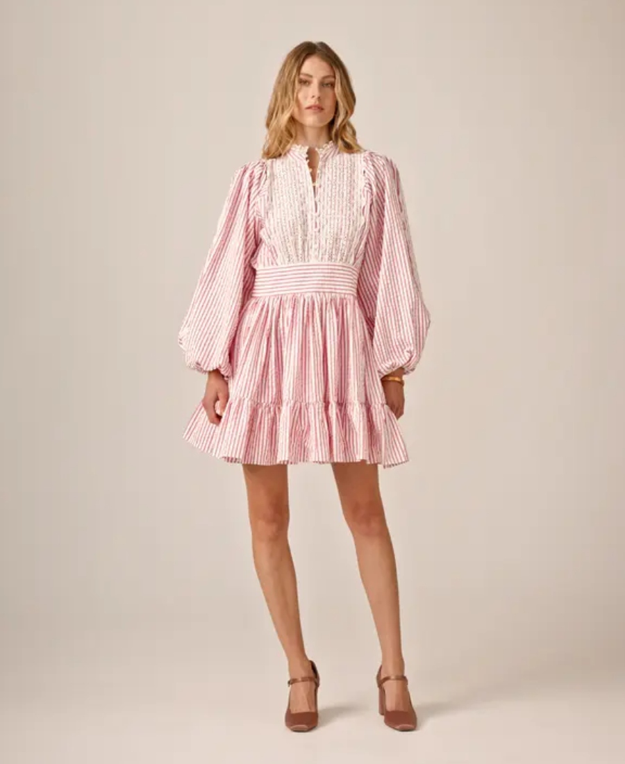 by TiMo Seersucker Mini Dress Rosa Striper