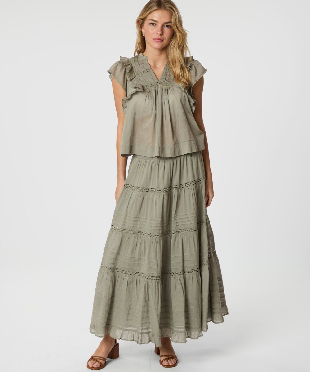 Neo Noir Felicia Voile Skjørt Smoke Green - Bilde 3