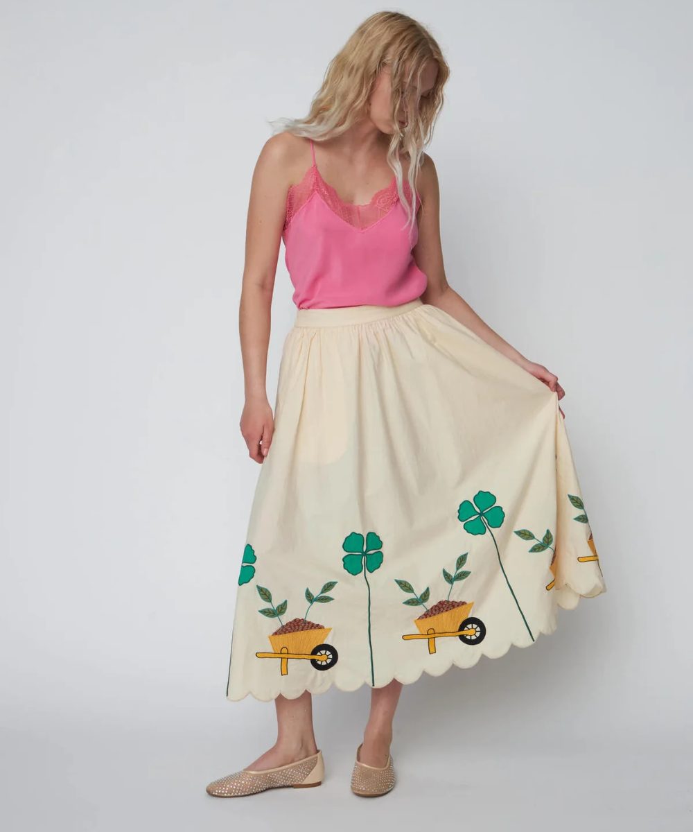 Stella Nova Embroidered Midi Skjørt Kløver
