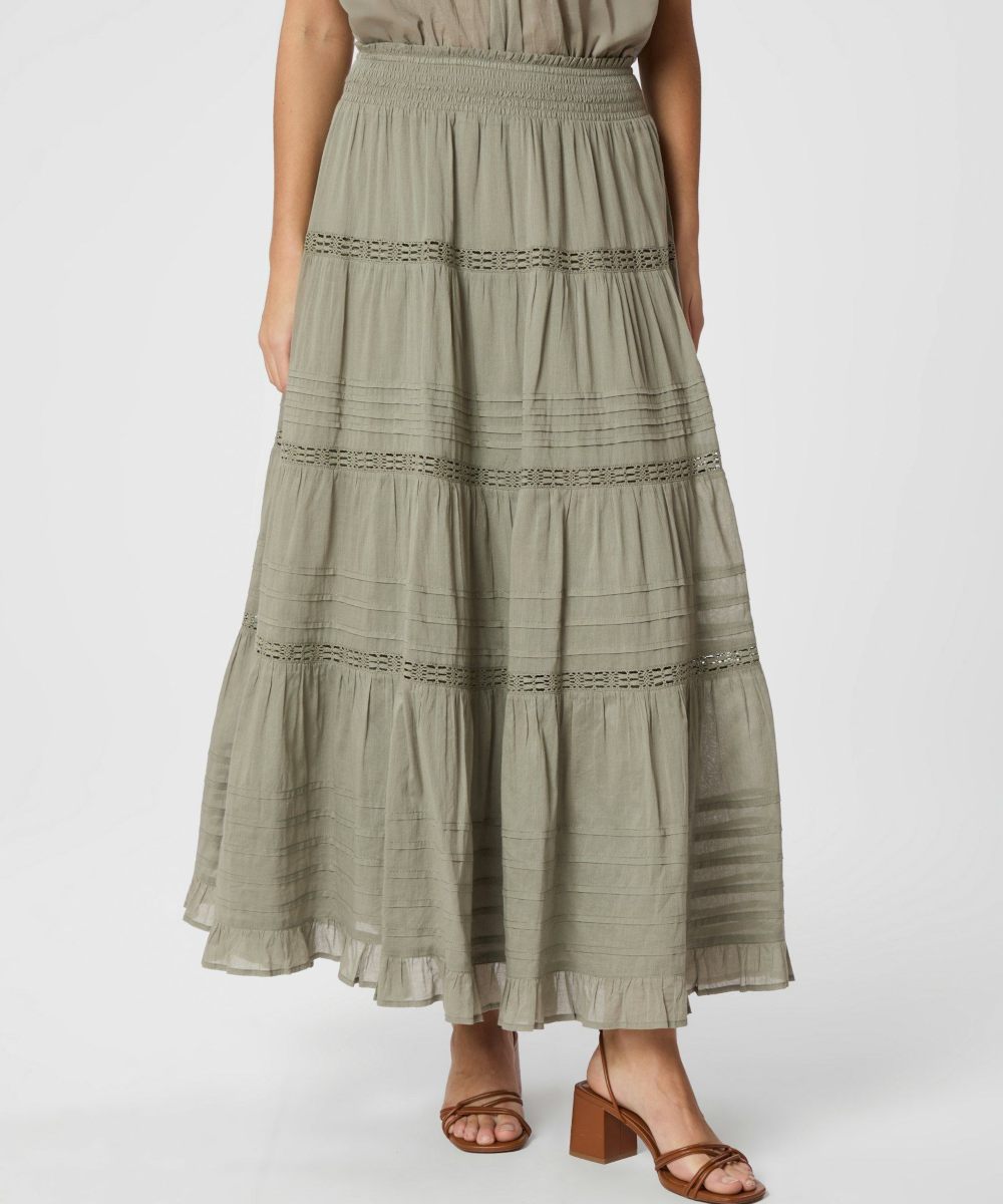 Neo Noir Felicia Voile Skjørt Smoke Green