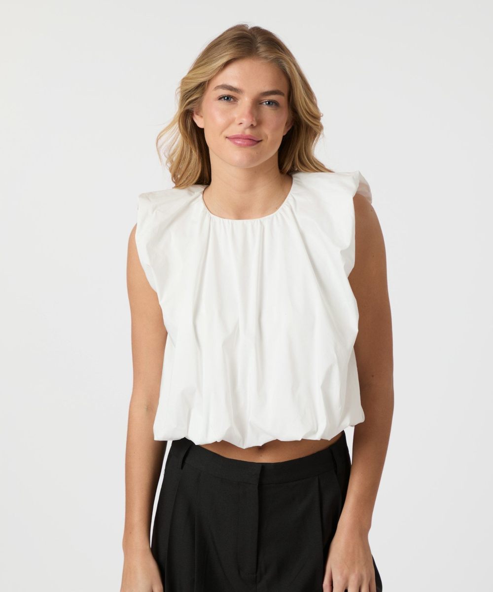 Neo Noir Ivania Poplin Top Hvit