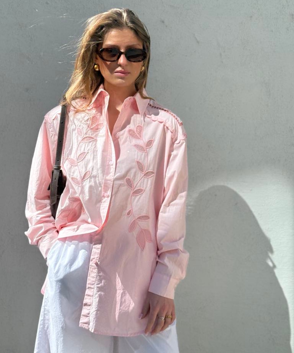 Stella Nova Embroidery Anglaise Oversized Skjorte Rosa