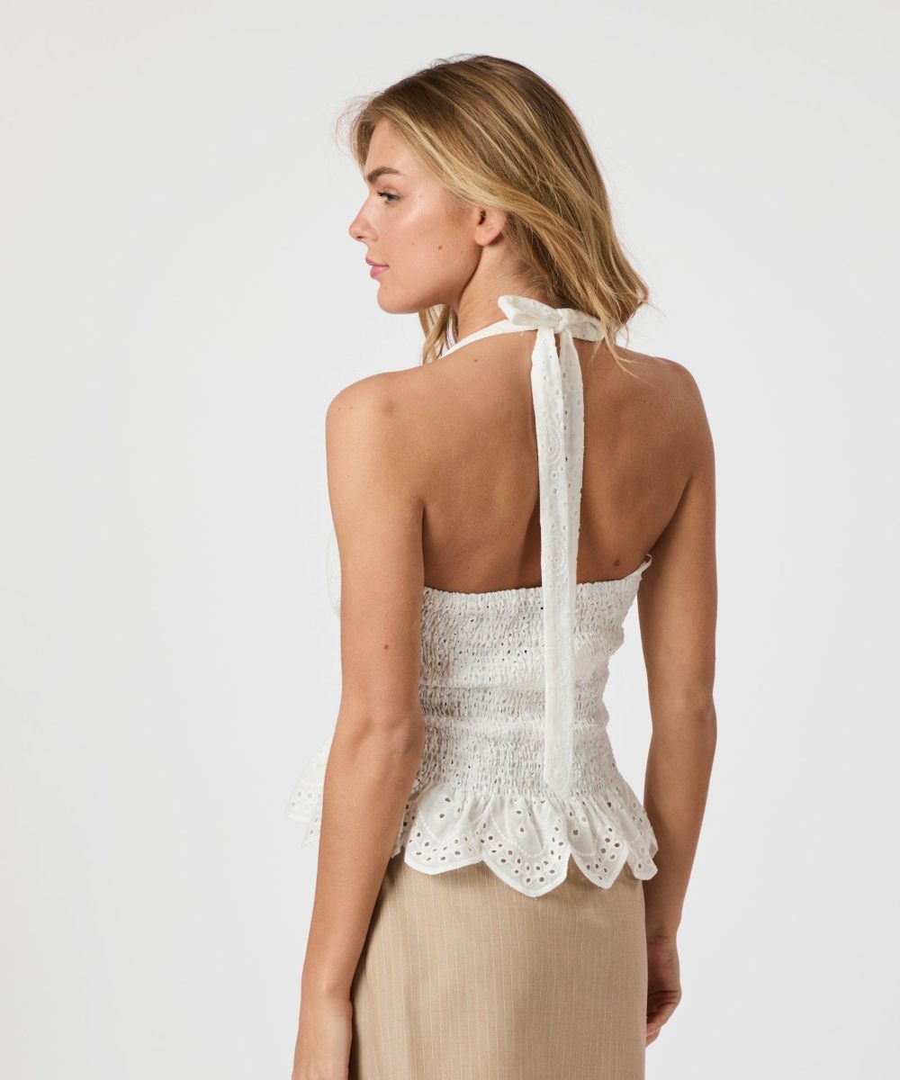 Neo Noir Ribbi Halter Neck Topp Hvit - Bilde 2