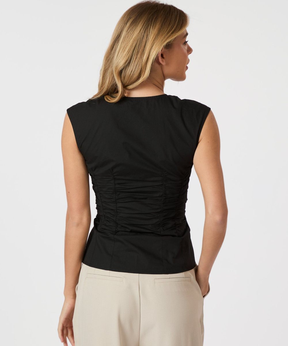 Neo Noir Mevida Poplin Topp Svart - Bilde 2