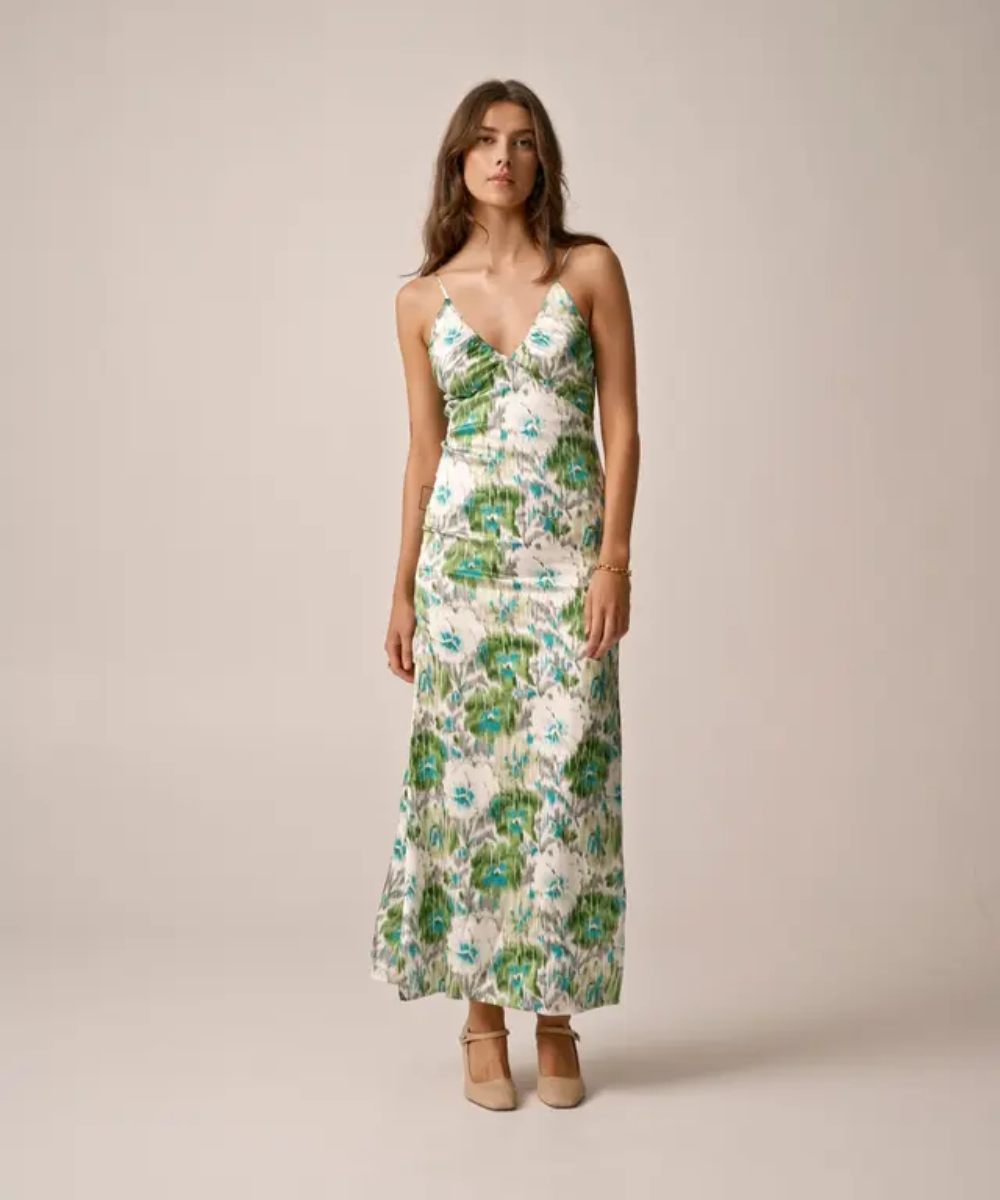 by TiMo Tailored Satin Strap Kjole Green Bliss - Bilde 2