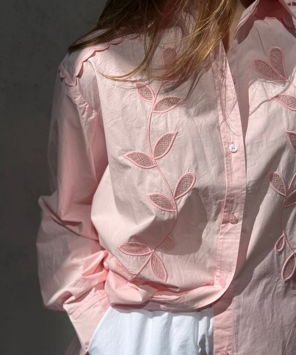 Stella Nova Embroidery Anglaise Oversized Skjorte Rosa - Bilde 2