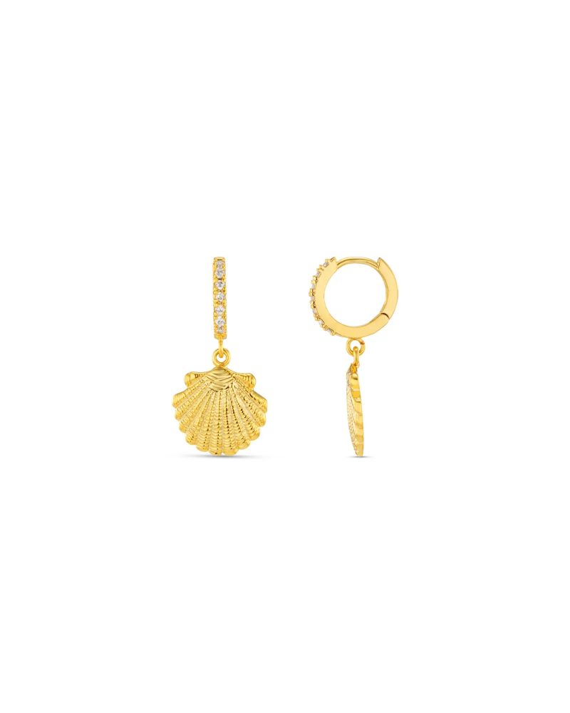 ORELIA Shell Pave Huggie Hoop Gull