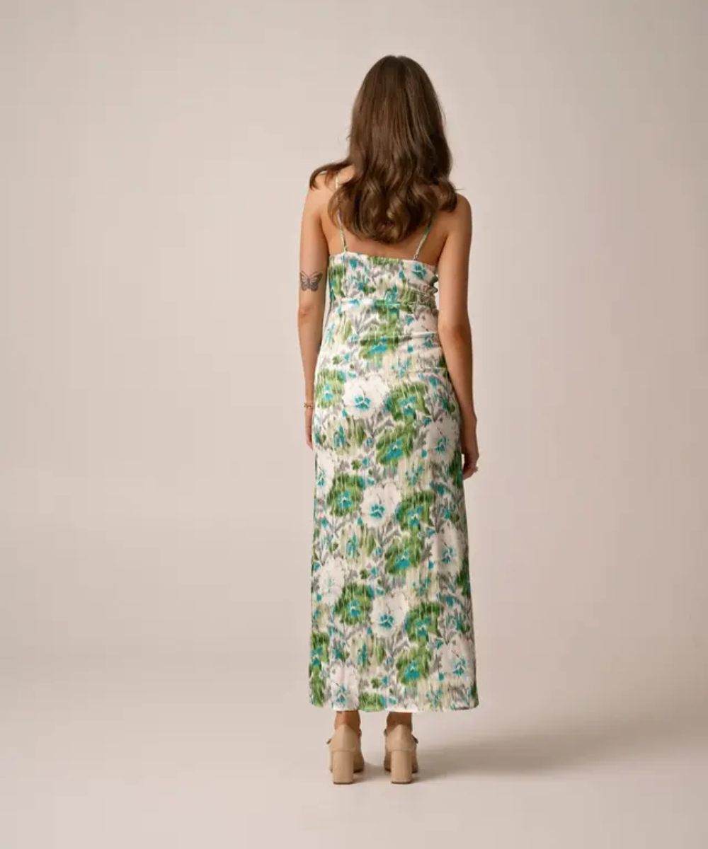 by TiMo Tailored Satin Strap Kjole Green Bliss - Bilde 3