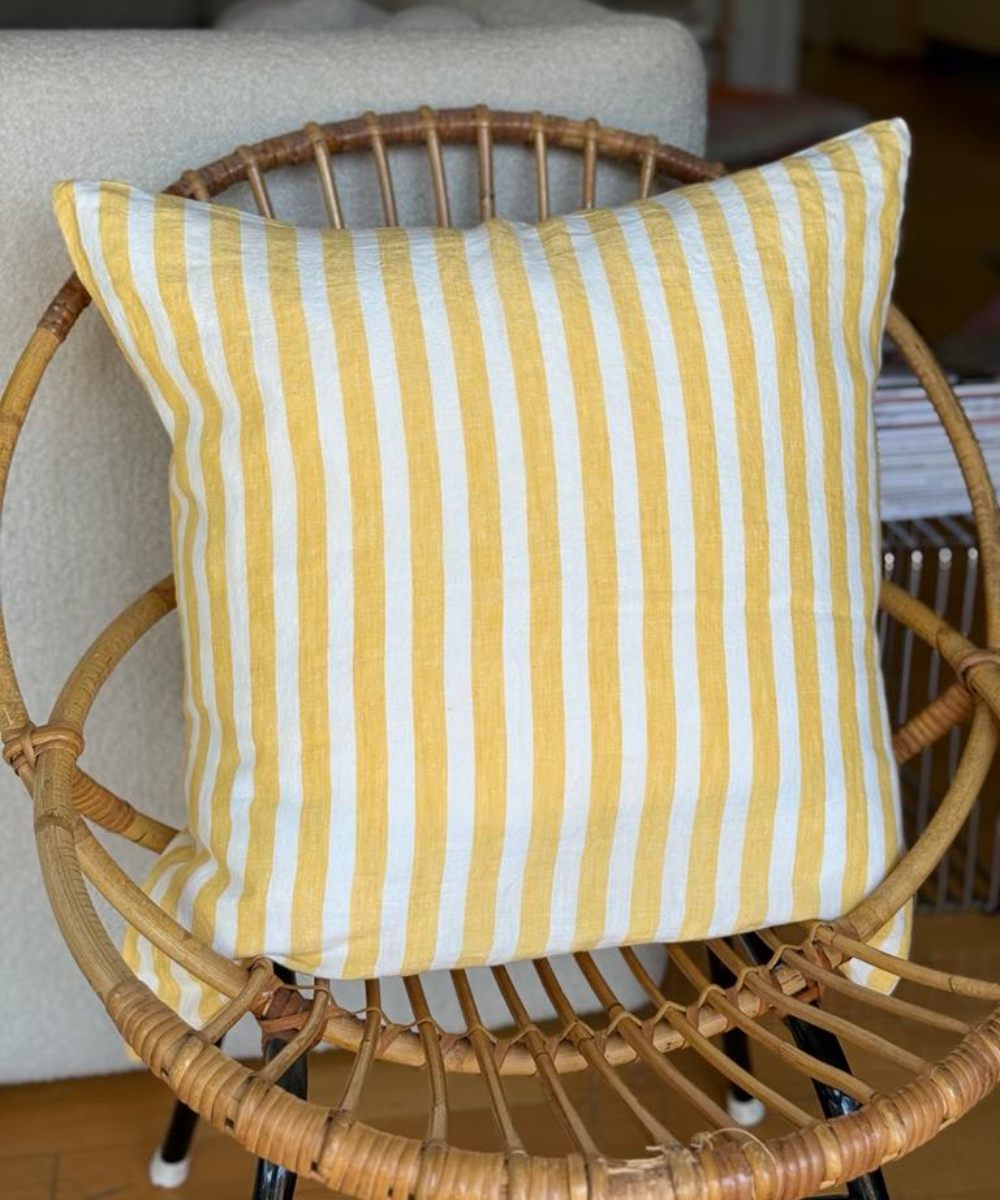 Linge Particulier Pute Large Yellow Stripes 50x50