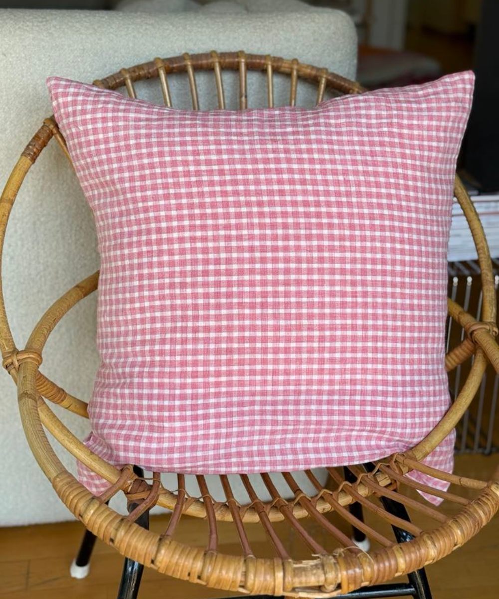 Linge Particulier Pute Pink Checks 50x50