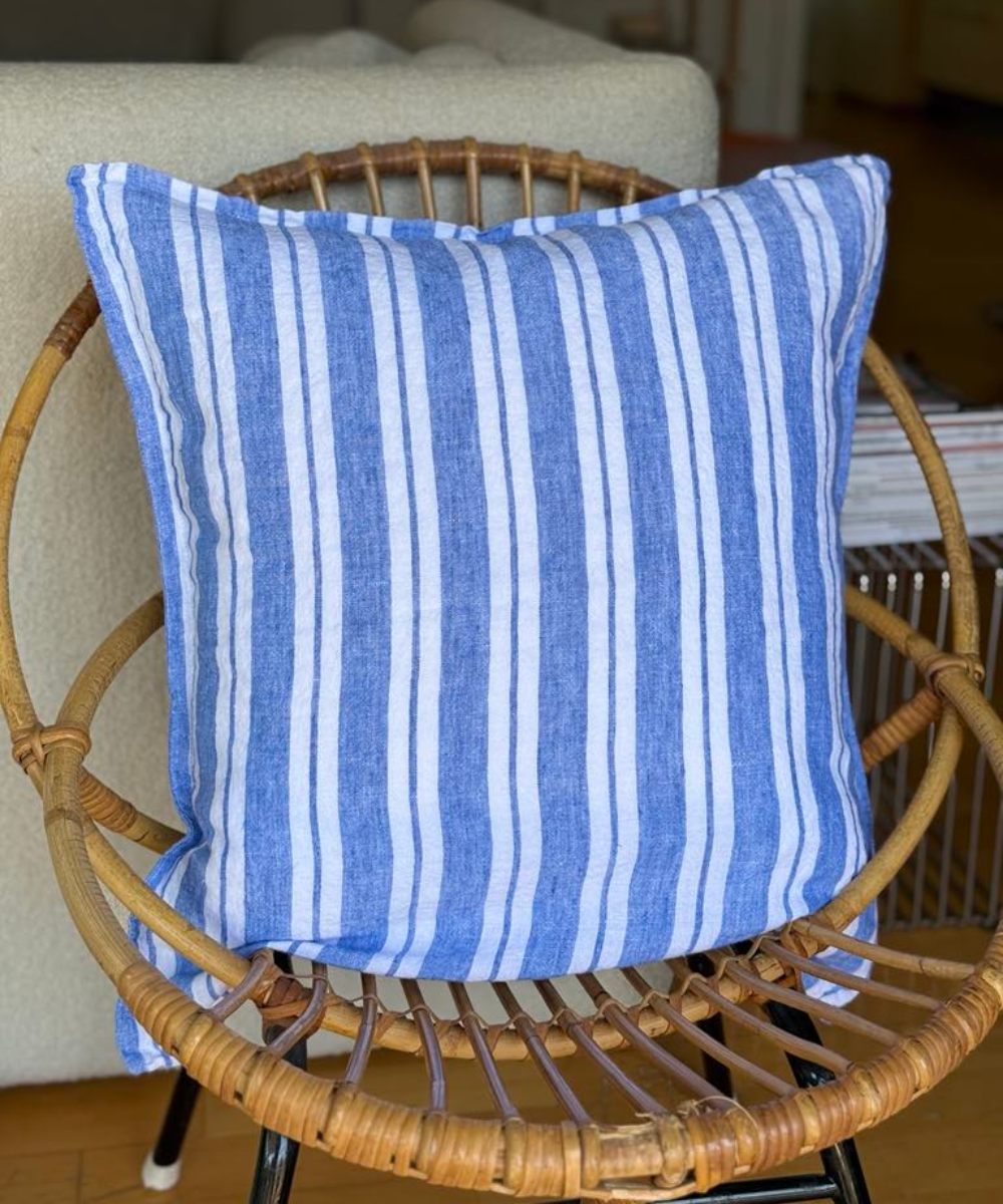 Linge Particulier Pute Store Striper Blå 50×50