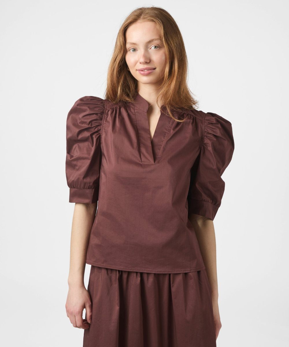 Neo Noir Roella Poplin Bluse Burgunder