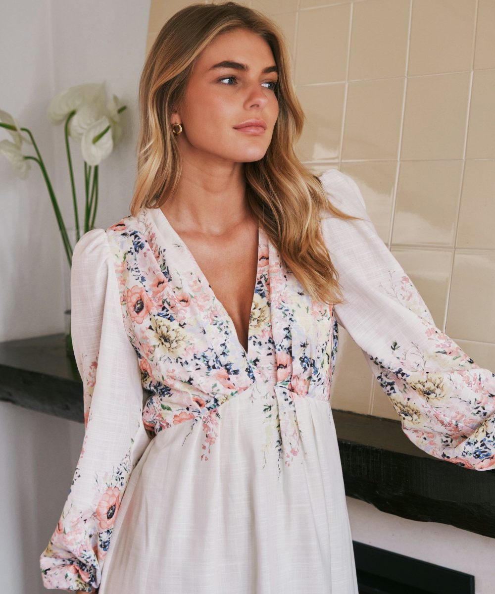 Neo Noir Silfi Flower Print Kjole Creme - Bilde 2