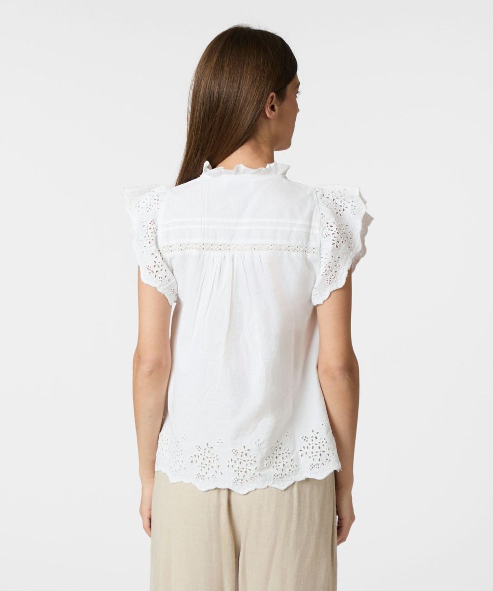 Neo Noir Kyoti Embroidery Topp Hvit - Bilde 2