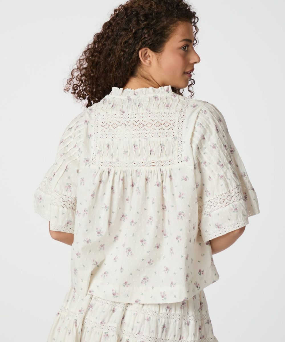 Neo Noir Siama Dobby Flower Bluse Off White - Bilde 2