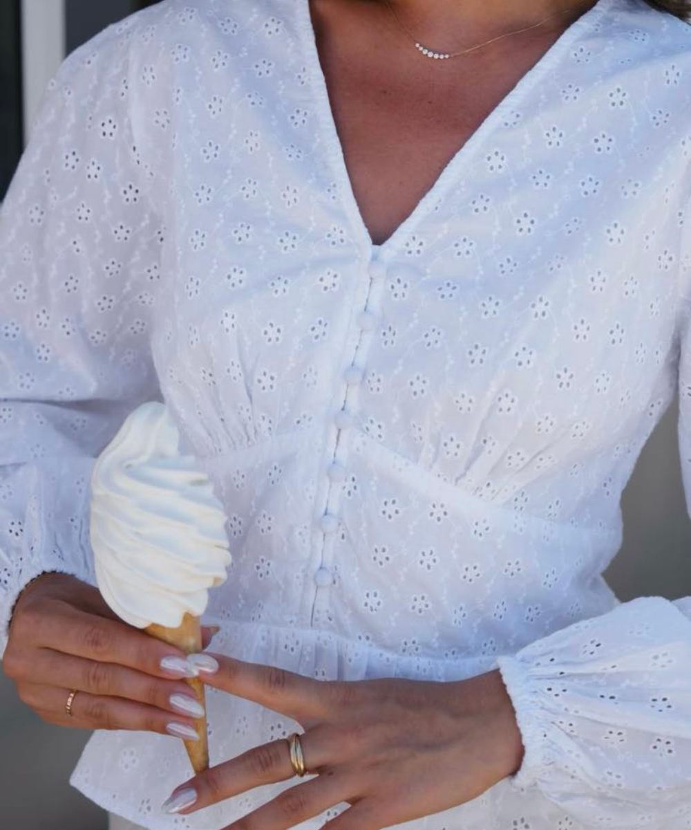 Neo Noir Neroni Embroidery Bluse Hvit - Bilde 4