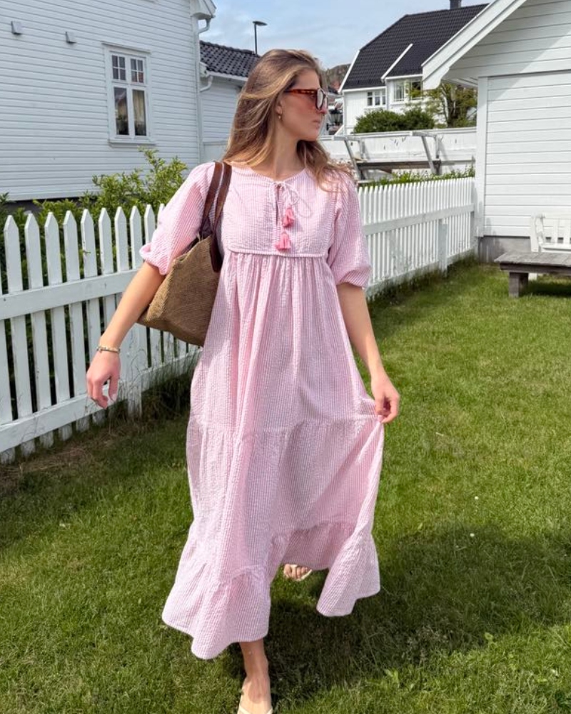 Love Shack by Anouska Line Long Bib Kjole Rosa - Bilde 4
