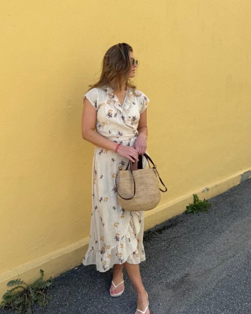 BY IDA Oda Omslagskjole Print Beige - Bilde 2