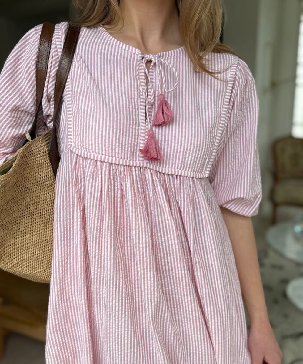 Love Shack by Anouska Line Long Bib Kjole Rosa - Bilde 3