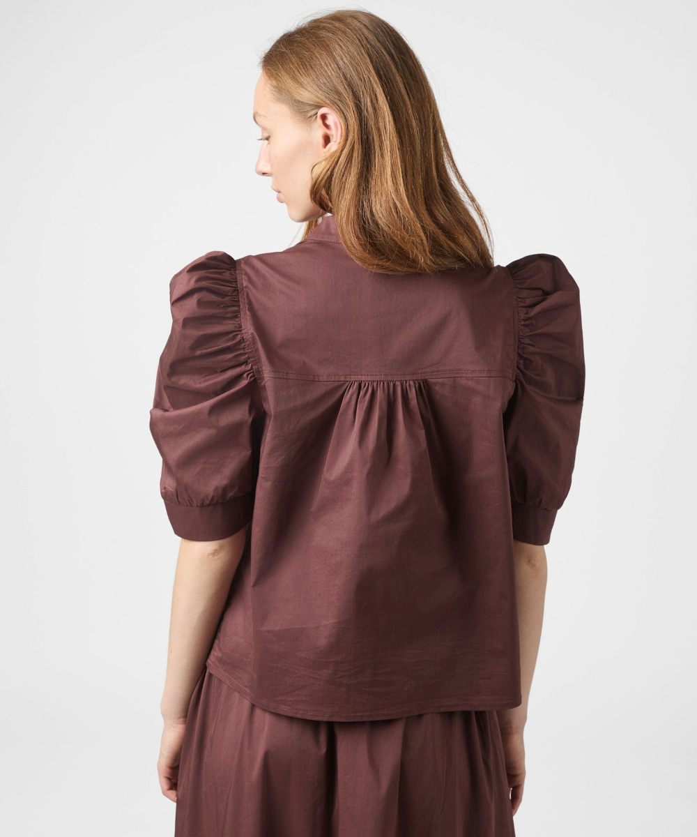 Neo Noir Roella Poplin Bluse Burgunder - Bilde 2