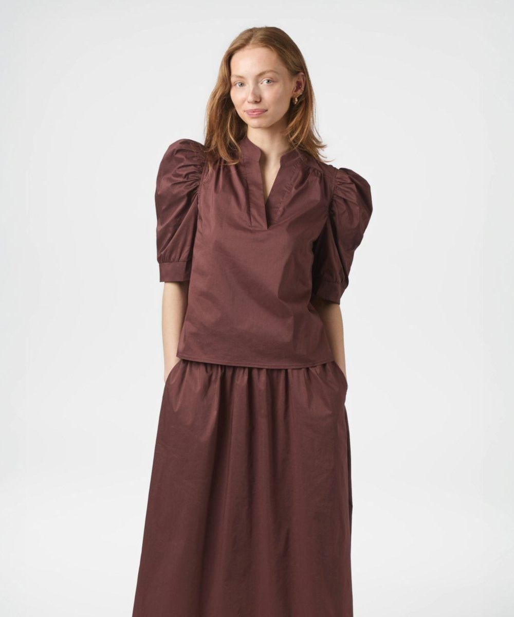 Neo Noir Roella Poplin Bluse Burgunder - Bilde 3