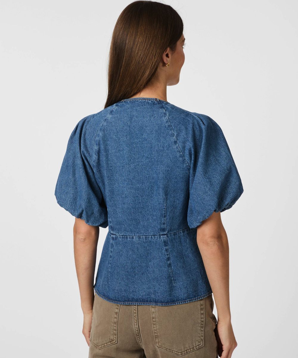 Neo Noir Irina Denim Bluse Blå - Bilde 2