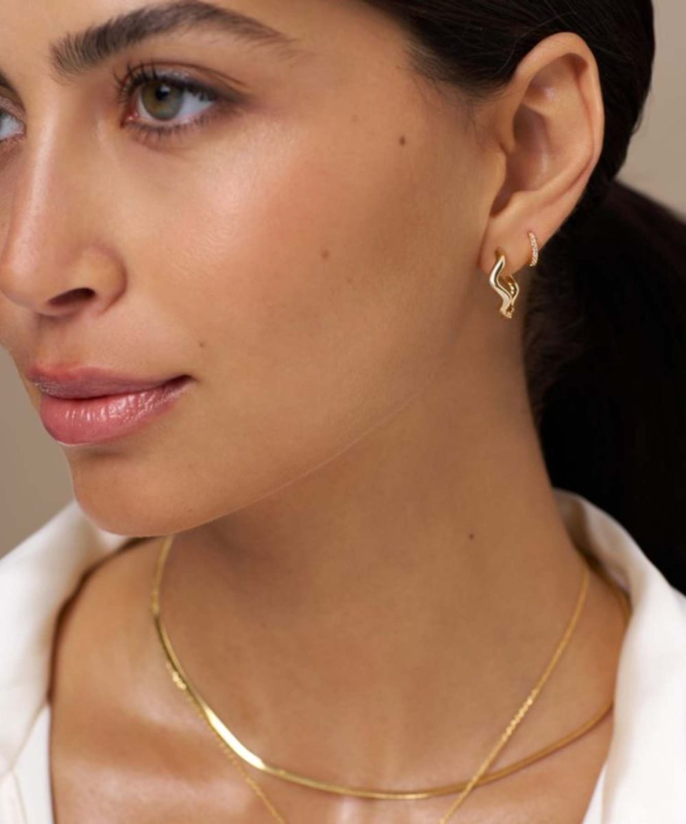 ORELIA Organic Wave Oval Hoops Gull
