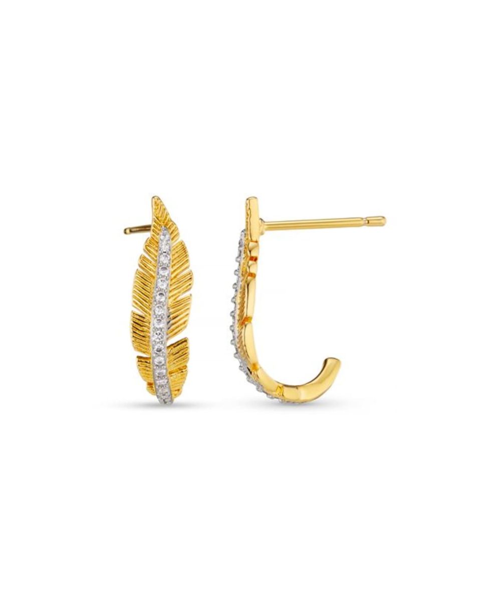 ORELIA Pave Leaf Curved Stud Øredobber Gull