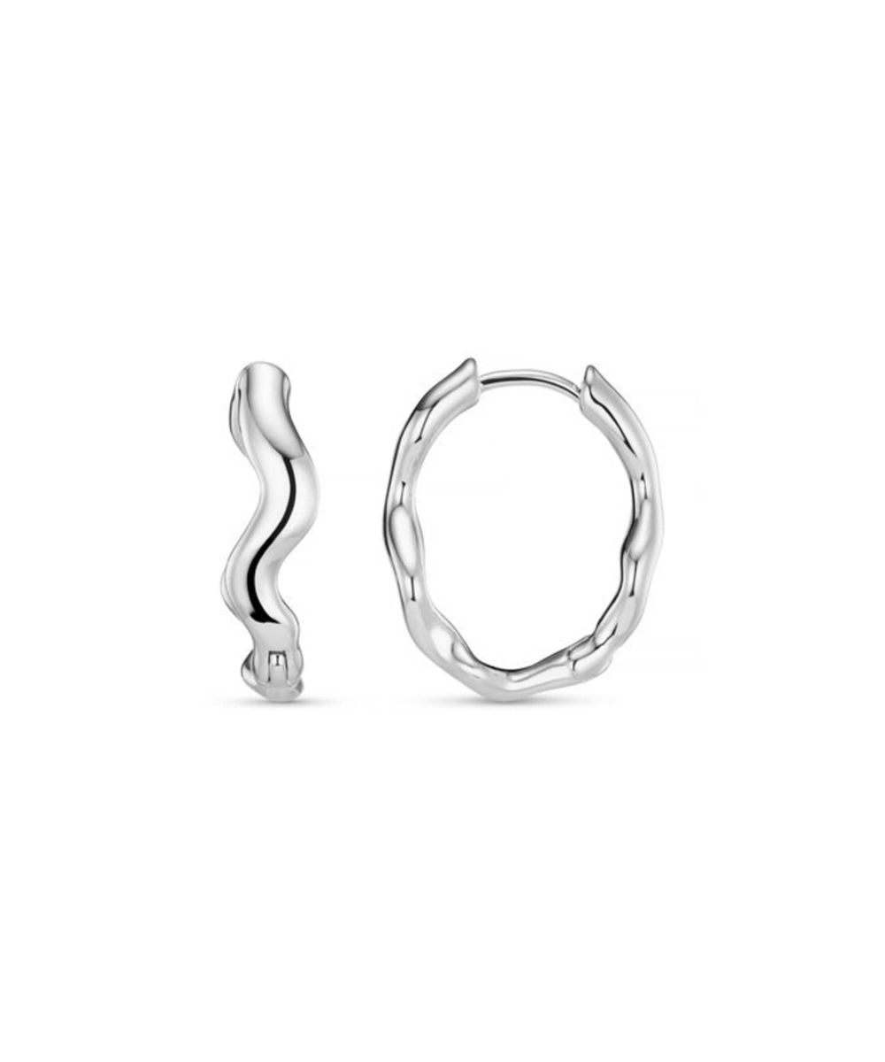 ORELIA Organic Wave Oval Hoops Sølv