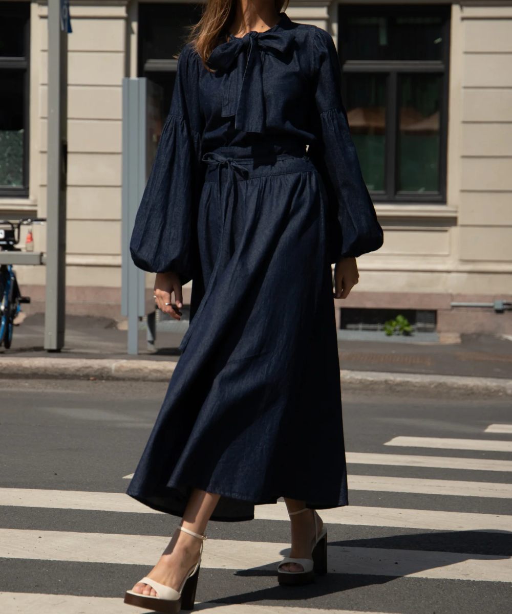 MISSMAYA Astrid Skjørt Dark Denim - Bilde 2