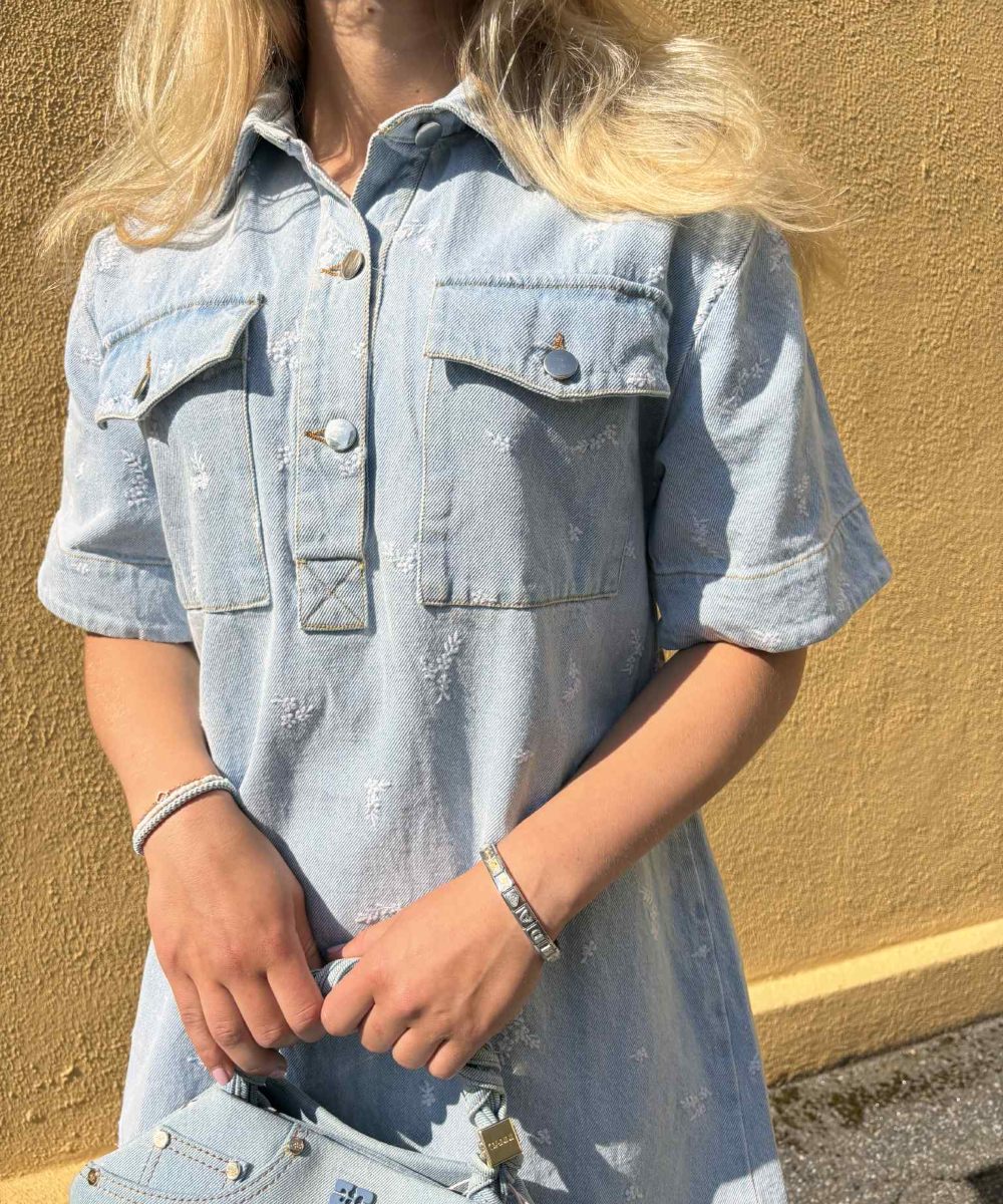 Neo Noir Saras Denim Embroidery Kjole Lys Blå - Bilde 2