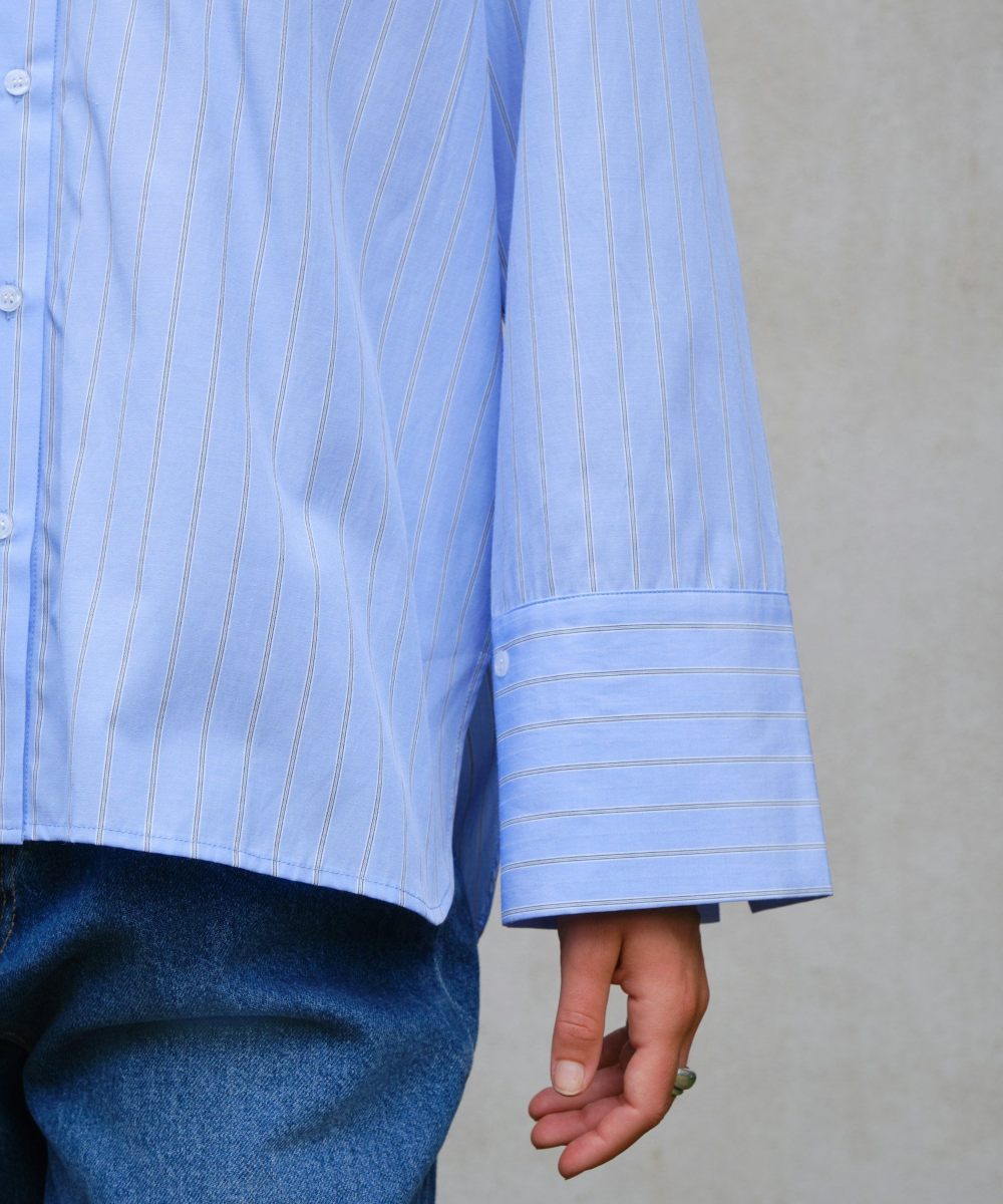 Neo Noir Dita Twin Stripe Skjorte Lys Blå - Bilde 3
