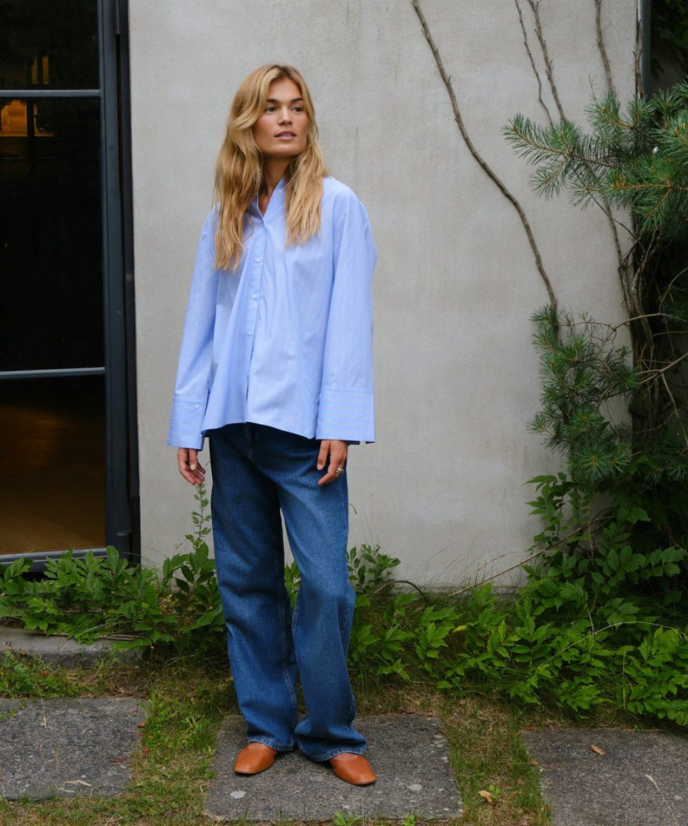 Neo Noir Dita Twin Stripe Skjorte Lys Blå - Bilde 2