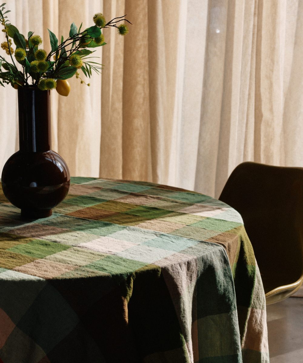 HK Living Vida Check Duk Mint Olive 140x220 - Bilde 2